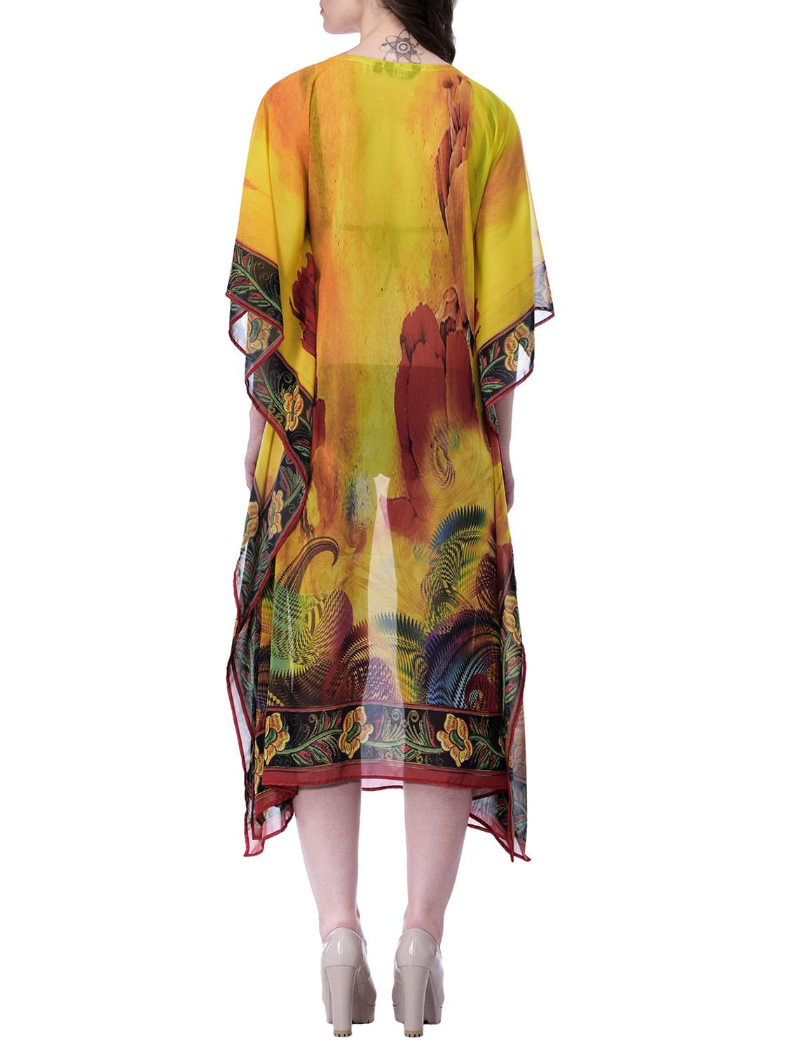yellow polyester kaftan - 12755852 - Zoom Image - 3