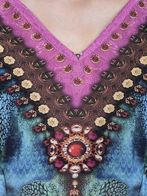 multi colored polyester kaftan - 12755865 - Standard Image - 4