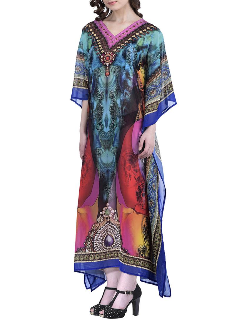 multi colored polyester kaftan - 12755865 - Zoom Image - 2