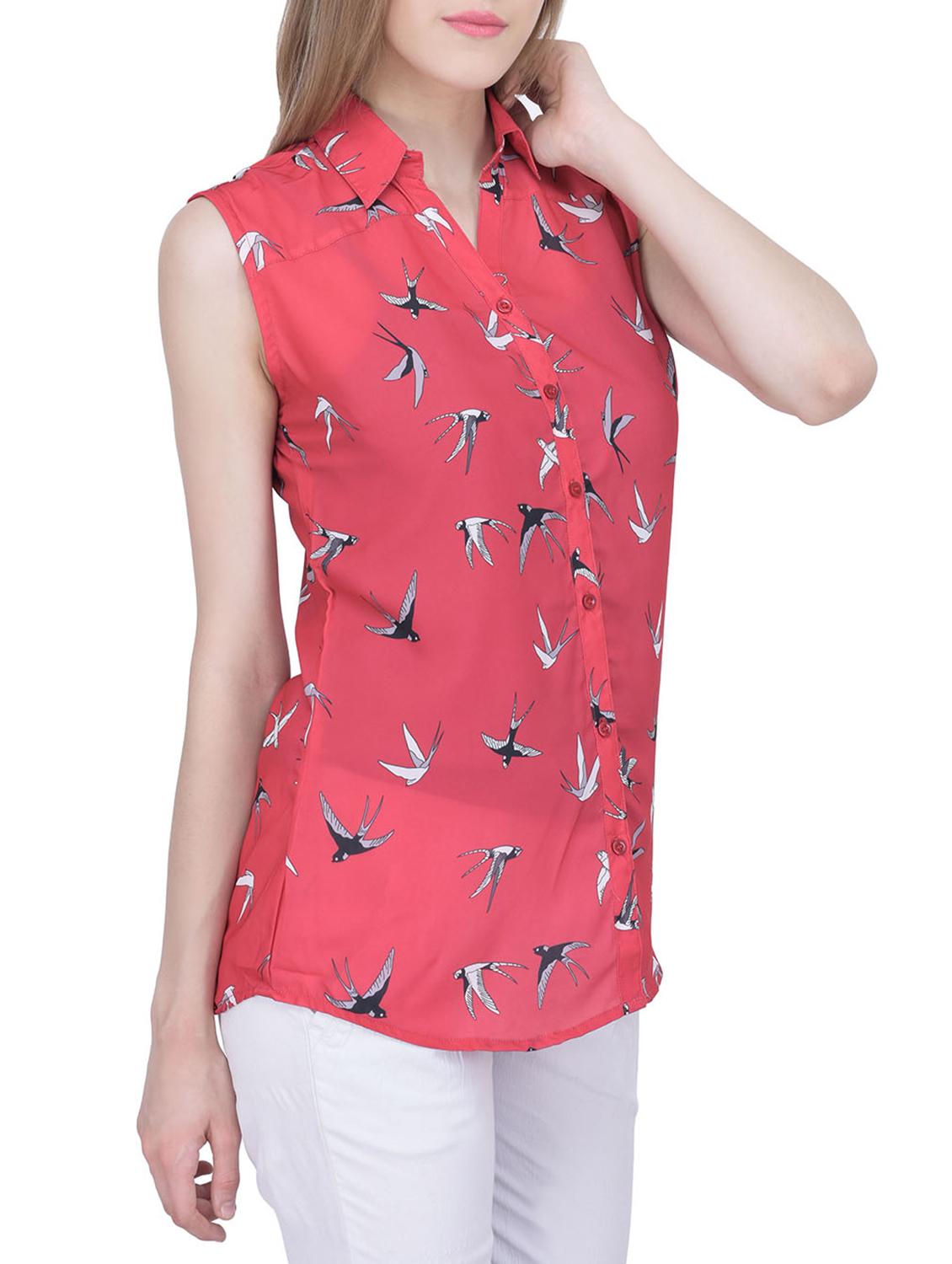 solid red printed shirt - 12755869 - Zoom Image - 2