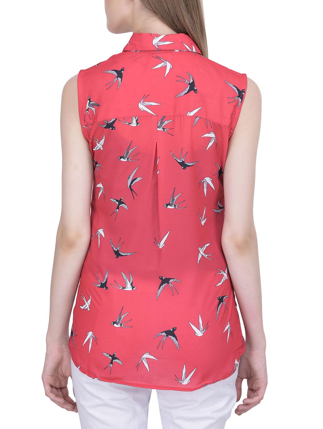 solid red printed shirt - 12755869 - Zoom Image - 3