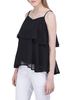 solid black ruffle top - 12755874 - Standard Image - 2
