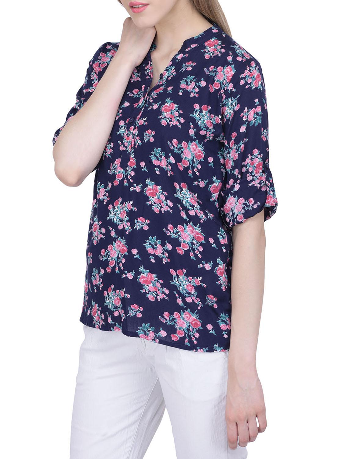 navy blue rayon top - 12755875 - Zoom Image - 2