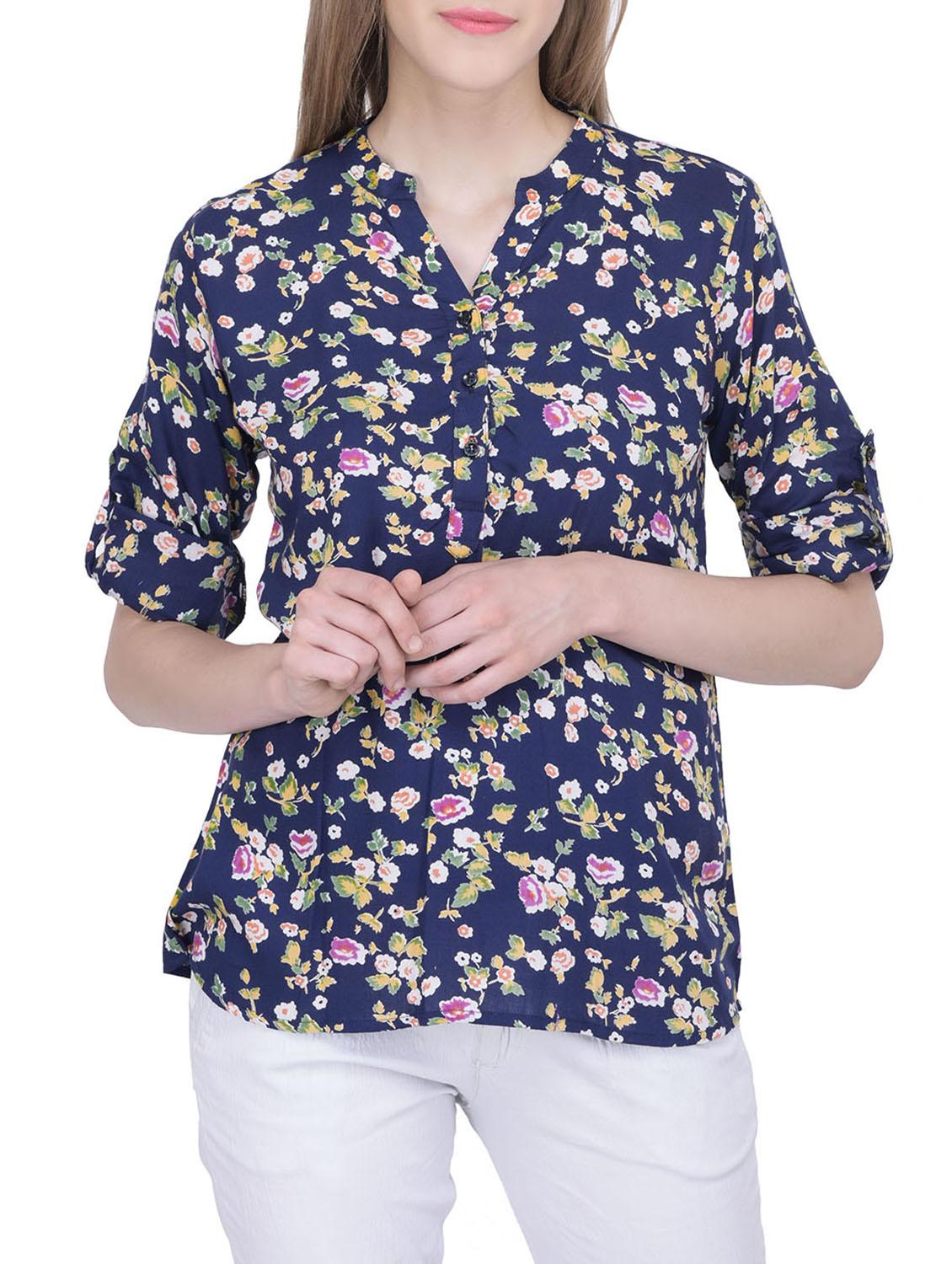 navy blue rayon top - 12755879 - Zoom Image - 1