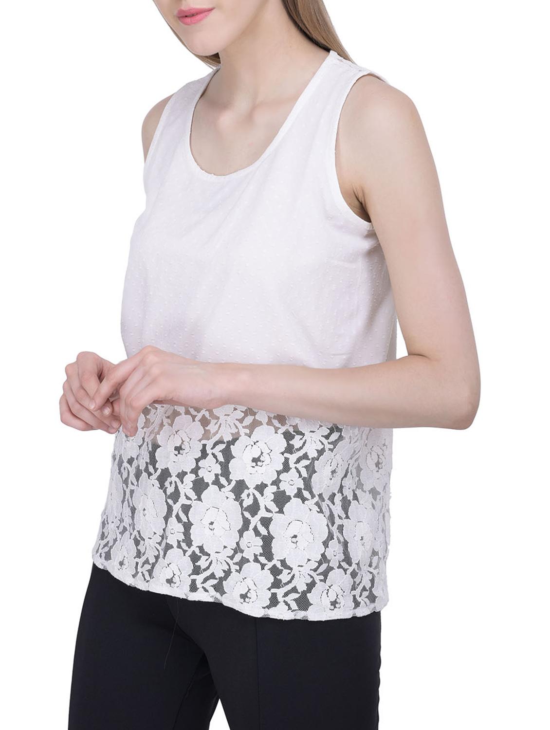 white solid lacy top - 12755882 - Zoom Image - 2