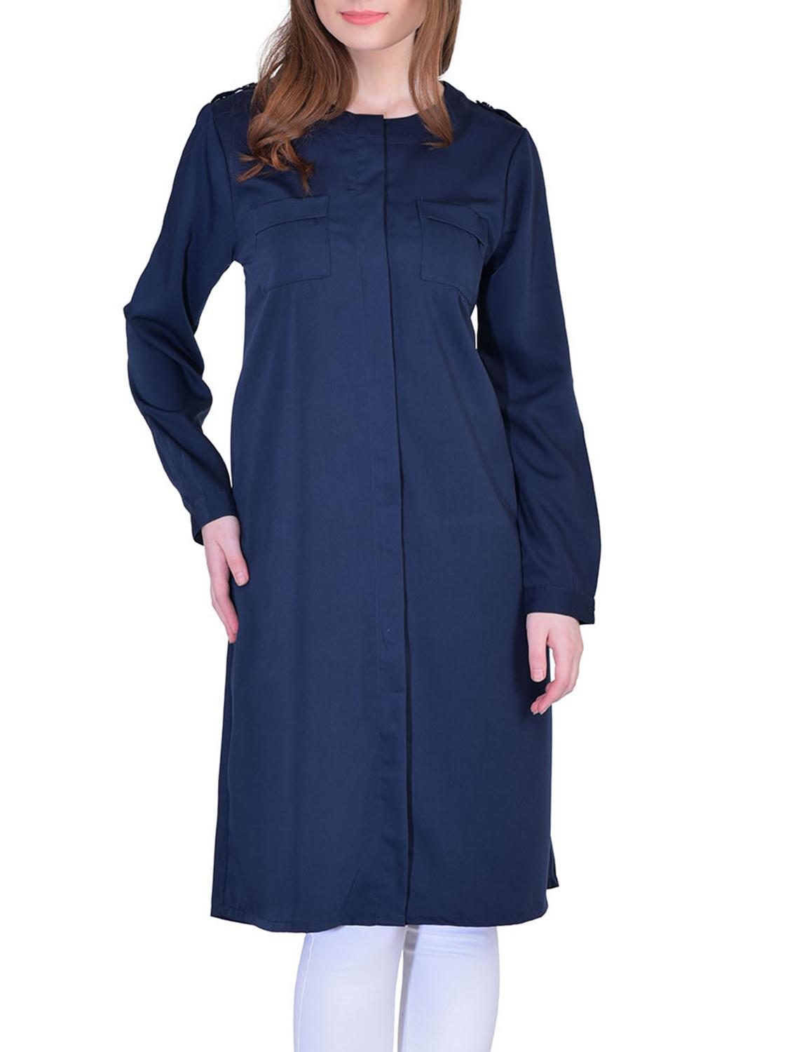 solid navy blue overcoat - 12755893 - Zoom Image - 1