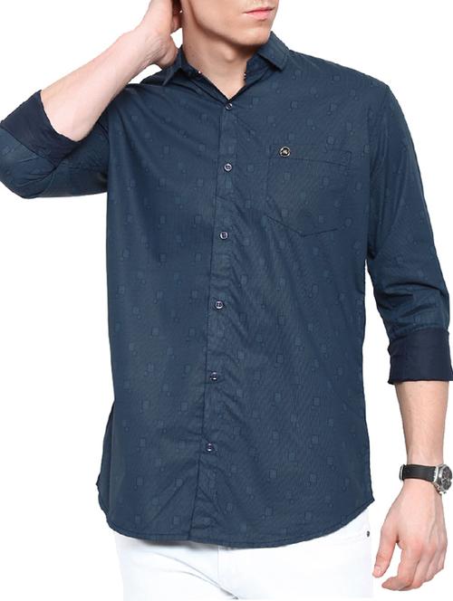 navy blue cotton casual shirt - 12757503 - Standard Image - 1