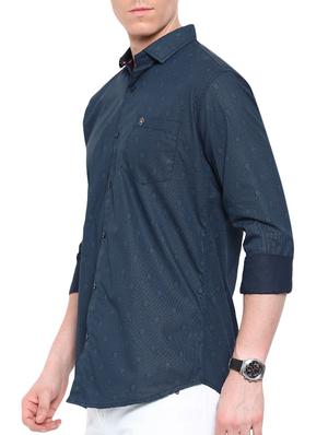 navy blue cotton casual shirt - 12757503 - Standard Image - 2