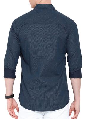 navy blue cotton casual shirt - 12757503 - Standard Image - 3