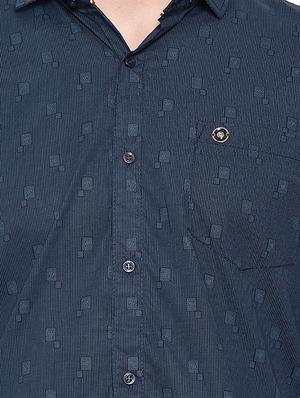 navy blue cotton casual shirt - 12757503 - Standard Image - 4
