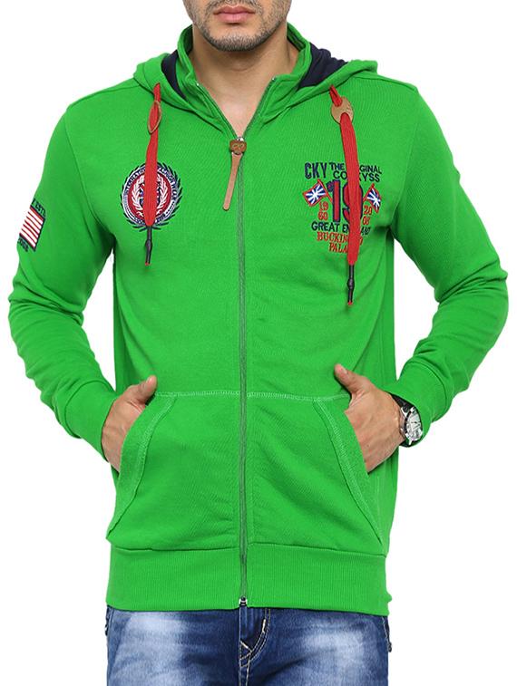 green fleece printed sweatshirt - 12759902 - Zoom Image - 1