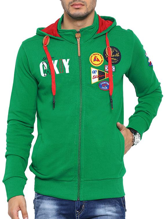 green fleece patchwork sweatshirt - 12759908 - Zoom Image - 1