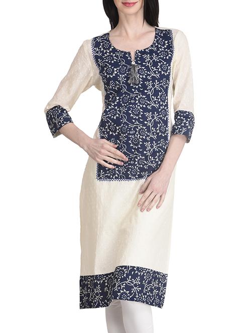 beige cotton regular kurta - 12761628 - Standard Image - 1
