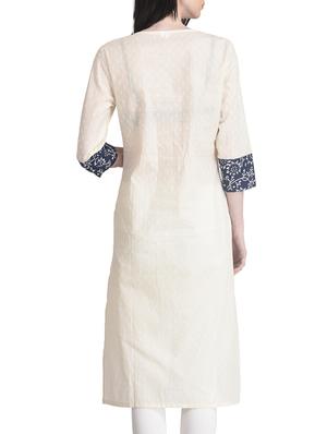 beige cotton regular kurta - 12761628 - Standard Image - 3
