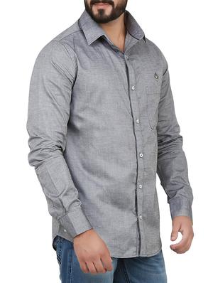 grey cotton casual shirt - 12763261 - Standard Image - 2