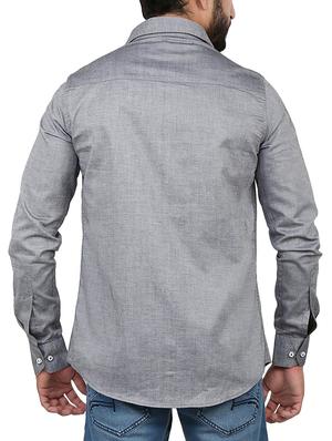 grey cotton casual shirt - 12763261 - Standard Image - 3