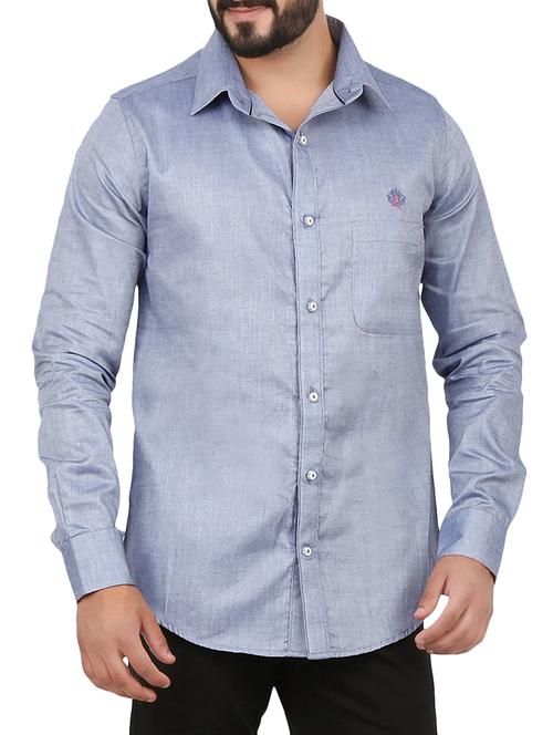 blue polyester blend casual shirt - 12763262 - Standard Image - 1