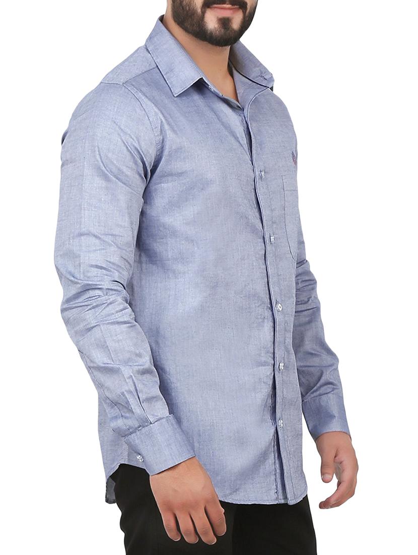 blue polyester blend casual shirt - 12763262 - Zoom Image - 2