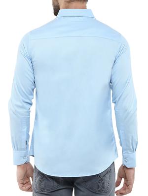 light blue cotton casual shirt - 12763275 - Standard Image - 3