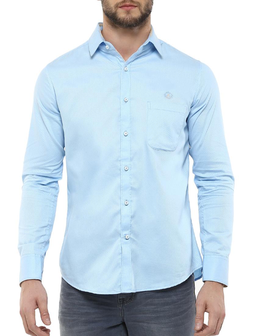 light blue cotton casual shirt - 12763275 - Zoom Image - 1