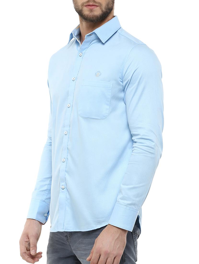light blue cotton casual shirt - 12763275 - Zoom Image - 2