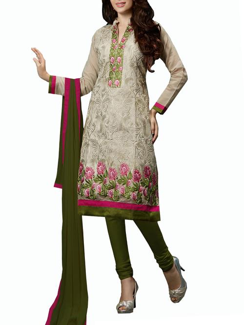grey chanderi unstitched salwar suit - 1276665 - Standard Image - 1