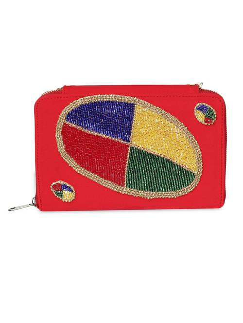 red sequined clutch cum slingbag - 1276997 - Standard Image - 1