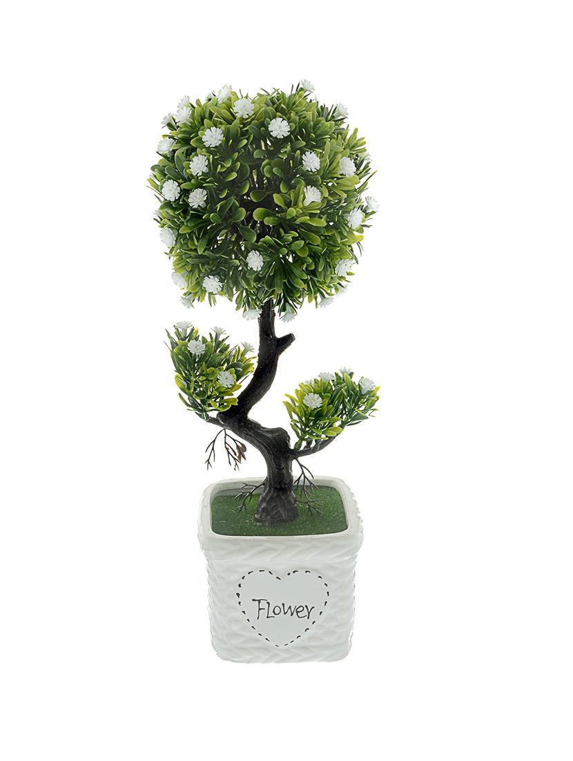 the ethnic wears handcrafted white artificial flowers with ceramic vase - 12774390 - Zoom Image - 1