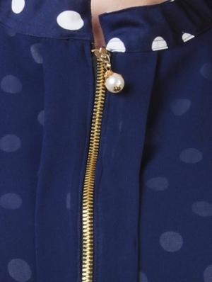 navy blue polka dots printed poly georgette dress - 12778074 - Standard Image - 4