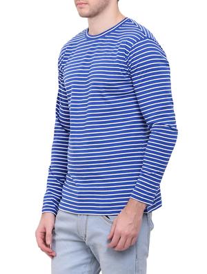 dark blue cotton striped t-shirt - 12778228 - Standard Image - 2