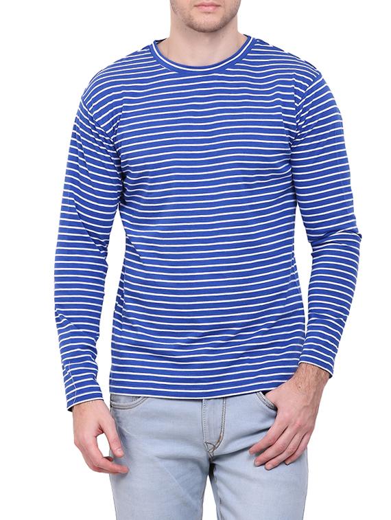 dark blue cotton striped t-shirt