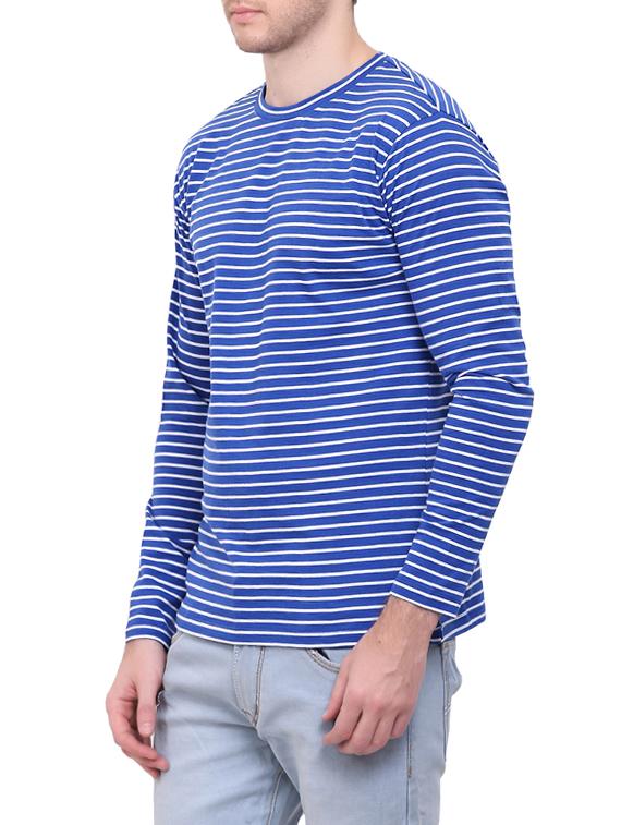 dark blue cotton striped t-shirt - 12778228 - Zoom Image - 2