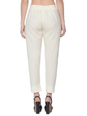 neutral linen flat front trousers - 12779107 - Standard Image - 3