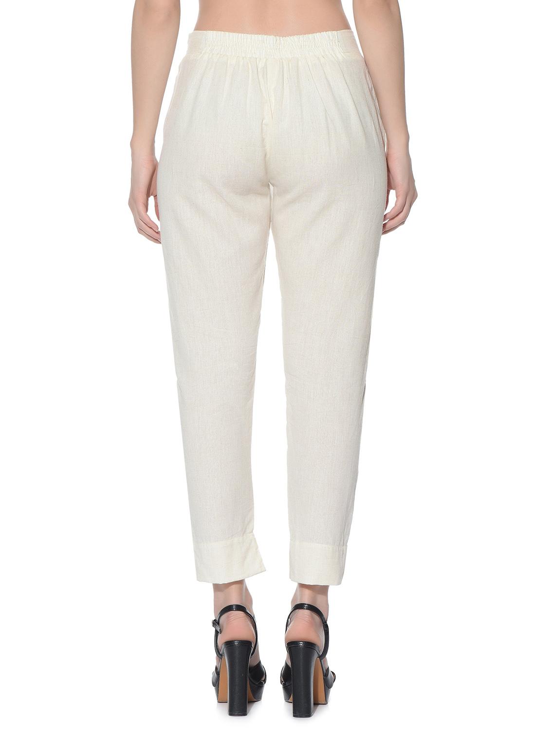 neutral linen flat front trousers - 12779107 - Zoom Image - 3
