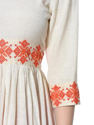 cream cotton flared kurta - 12779116 - Standard Image - 4