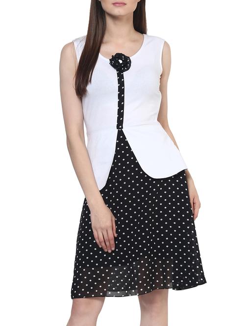 polka dot fit & flared dress - 12779491 - Standard Image - 1