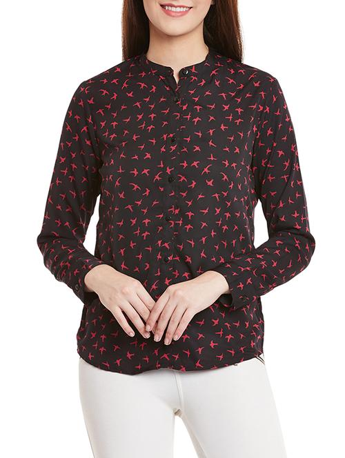 black printed crepe regular shirt - 12780097 - Standard Image - 1
