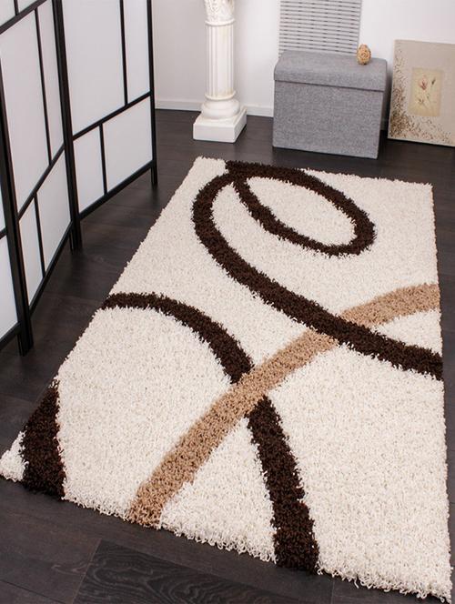 Presto Bazaar Brown and Cream Color Abstract Shaggy Carpet - 12782146 - Standard Image - 1