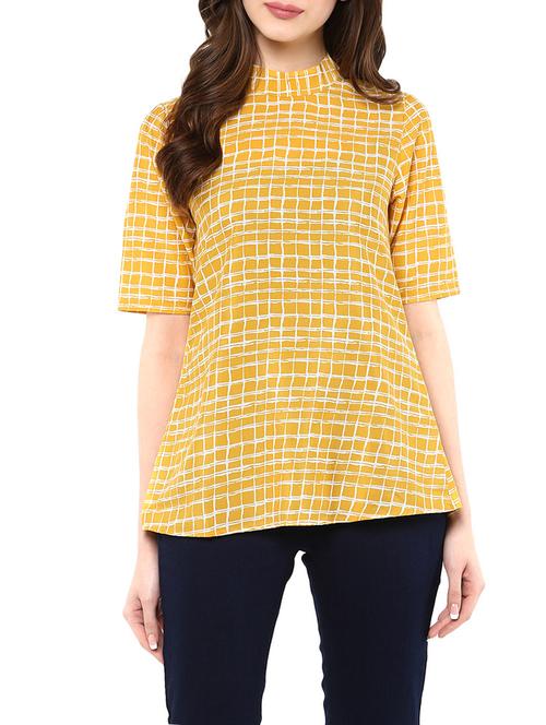 mock neck chekered top - 12785378 - Very Small Image - 1