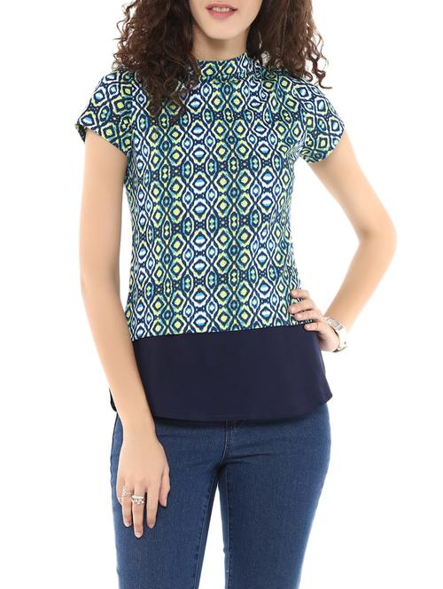 mock neck printed top - 12785380 - Very Small Image - 1