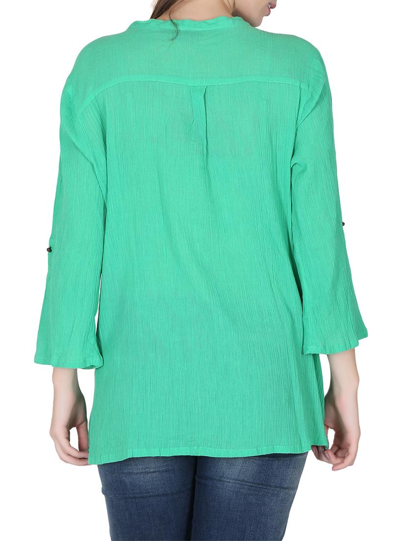green cotton regular top - 12786041 - Zoom Image - 3