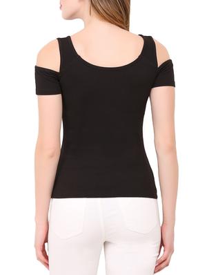 cold shoulder solid top - 12786285 - Standard Image - 3