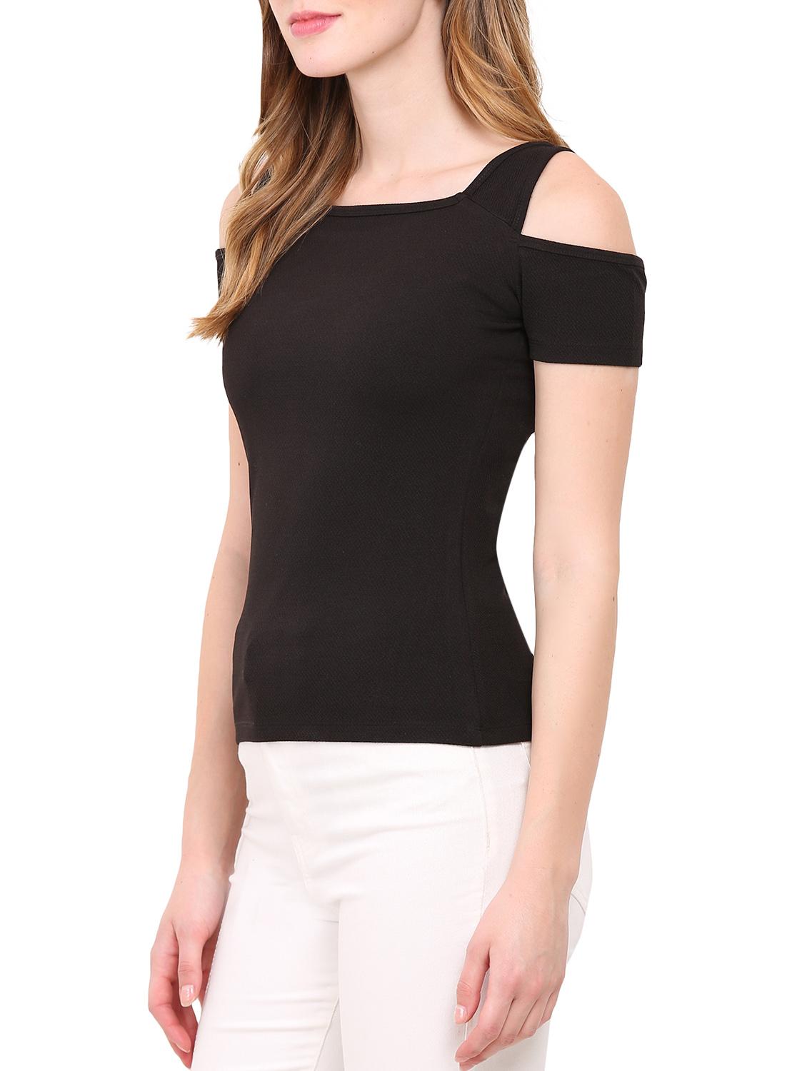 cold shoulder solid top - 12786285 - Zoom Image - 2