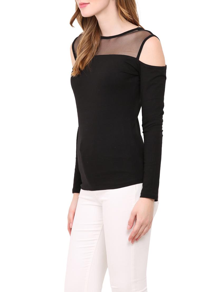 mesh panel cold shoulder top - 12786293 - Zoom Image - 2