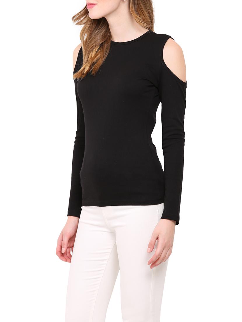 cold shoulder solid top - 12786296 - Zoom Image - 2