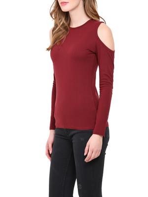 cold shoulder solid top - 12786298 - Standard Image - 2