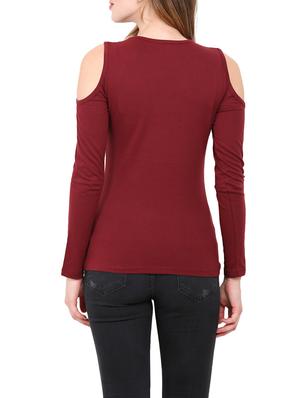cold shoulder solid top - 12786298 - Standard Image - 3