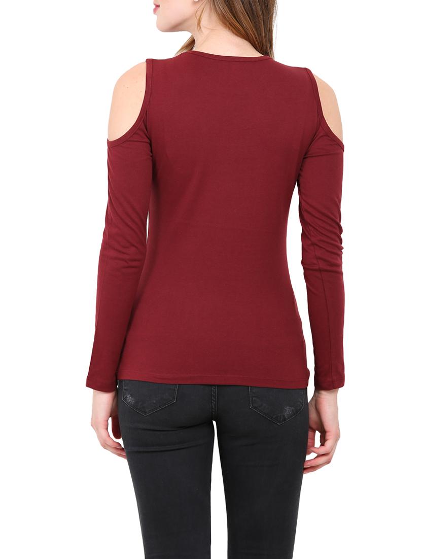 cold shoulder solid top - 12786298 - Zoom Image - 3
