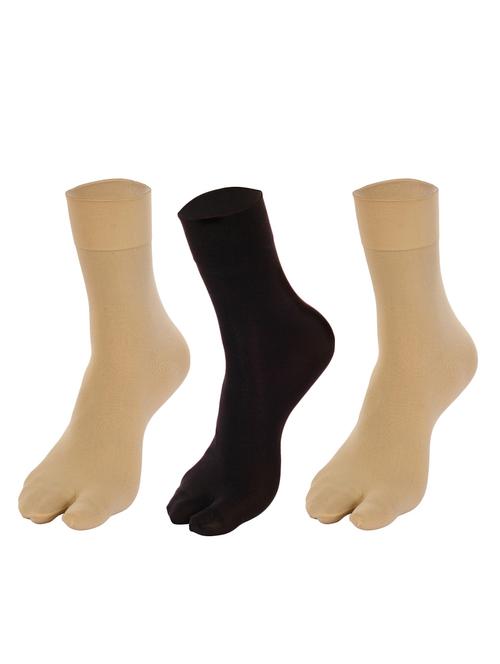 multi colored nylon ankle length sock pack of 3 - 12786345 - Standard Image - 1