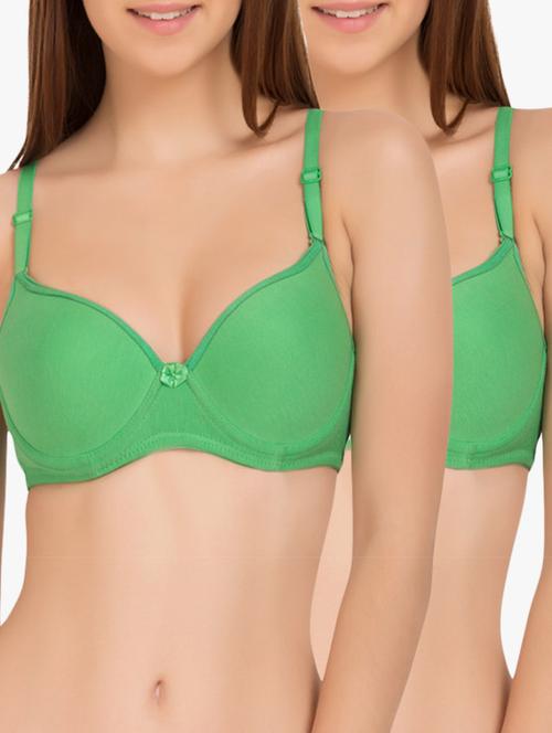 set of 2 green cotton bras - 12786893 - Standard Image - 1